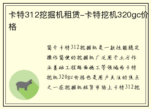 卡特312挖掘机租赁-卡特挖机320gc价格